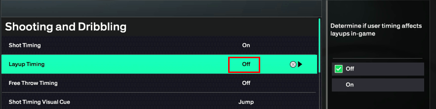 Shot feedback settings